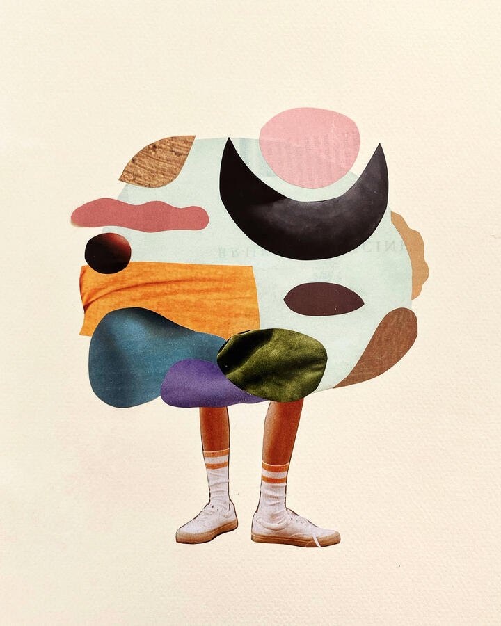 embracing my excellence ~ paper collage and ink on paper / 6 x 8 in / 2024