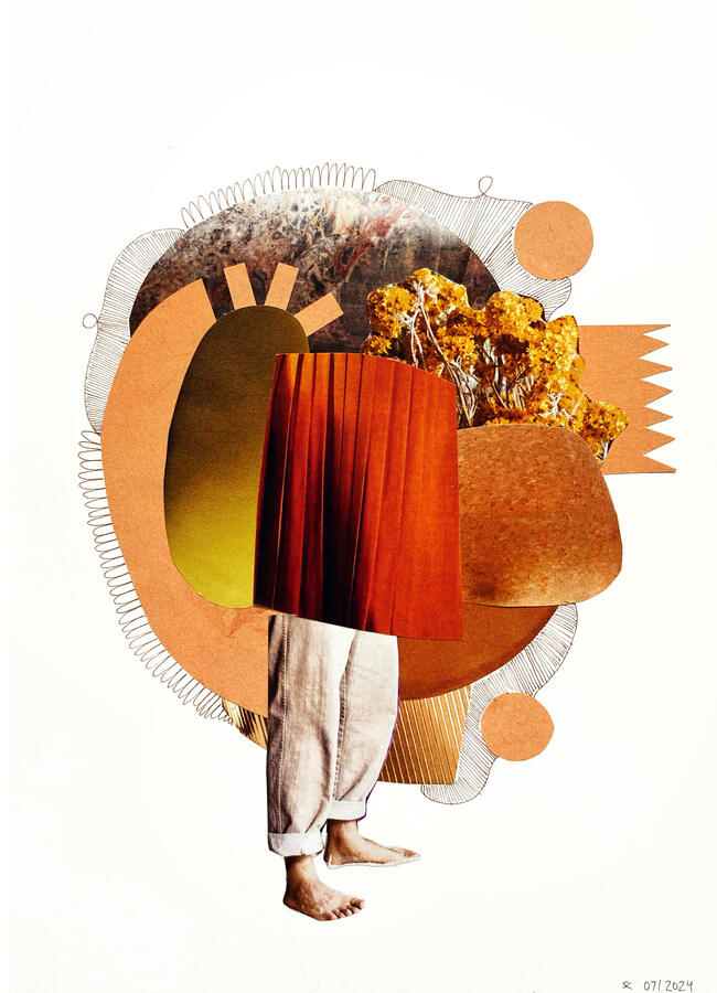 saying yes to myself ~ paper collage and ink on paper / 6 x 8 in / 2024