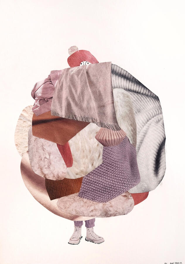 i'm cold ~ paper collage and ink on paper / 7 x 10 in / 2022