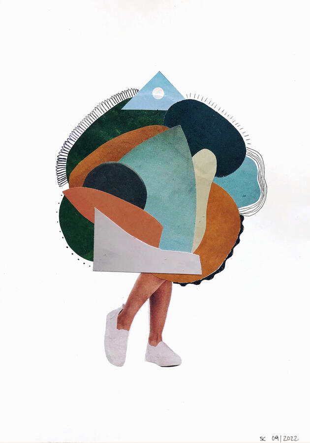remedial solitude ~ paper collage and ink on paper / 5 x 7 in / 2022