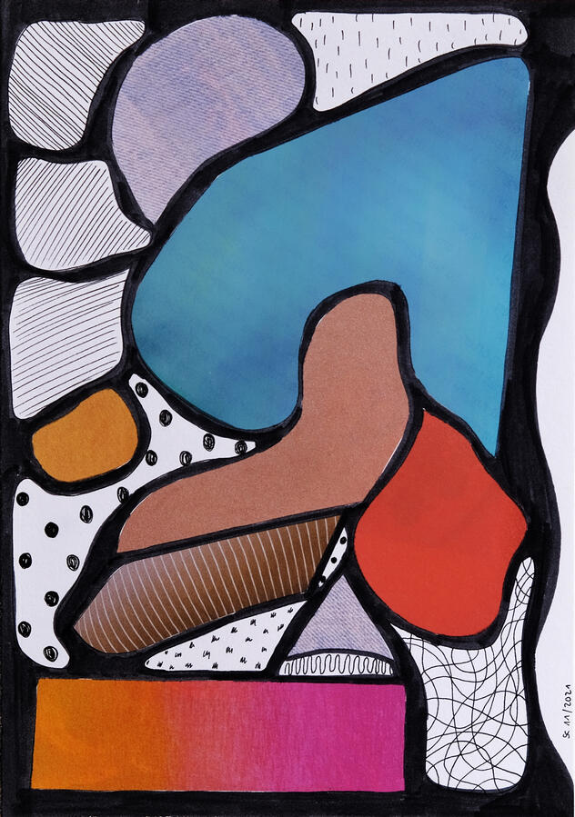 untitled ~ paper collage and ink on paper / 5 x 7 in / 2021