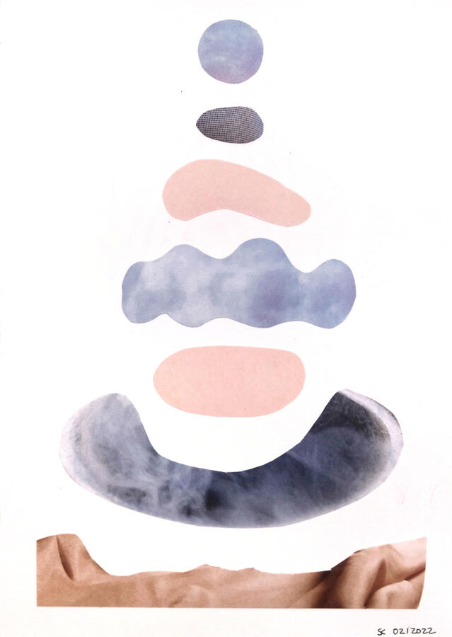 calm ~ paper collage on paper / 5 x 7 in / 2022