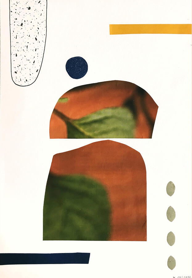untitled ~ paper collage and ink on paper / 7 x 10 in / 2022