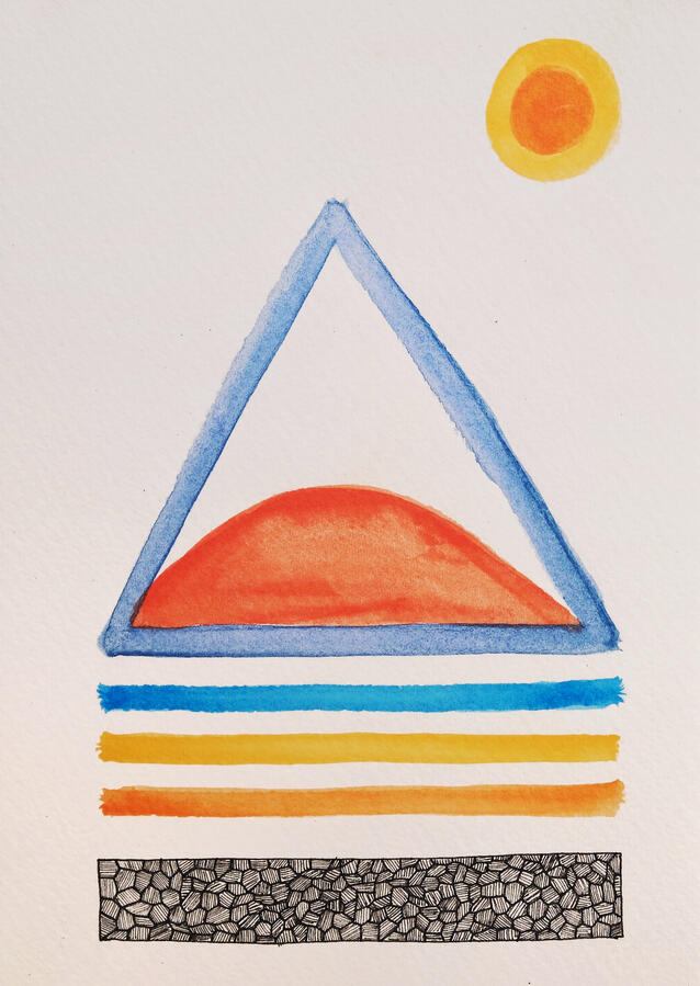 abstract landscape (sunset on the beach) ~ watercolor and ink on paper / 5 x 7 in / 2020