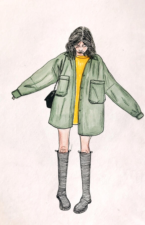illustration of a woman ~ ink and marker on paper / 2022