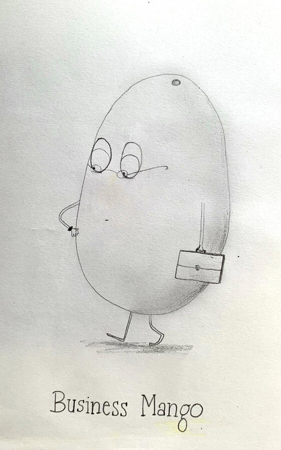 business mango (is it lunchtime yet?) ~ pencil on paper / 2017